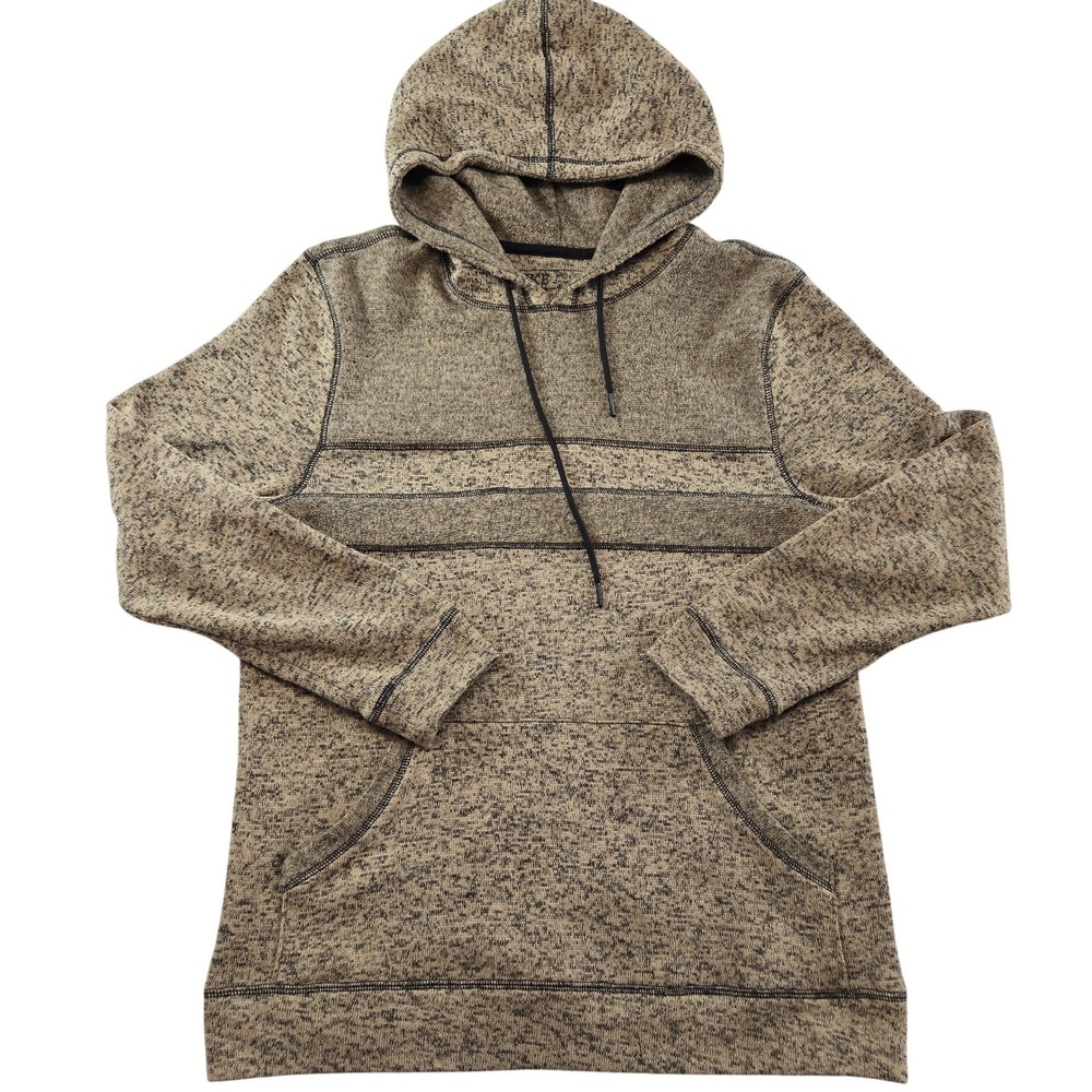 BKE Hoodie Mens M Beige Pullover Hooded Pockets Tagless Fleece‎ Striped